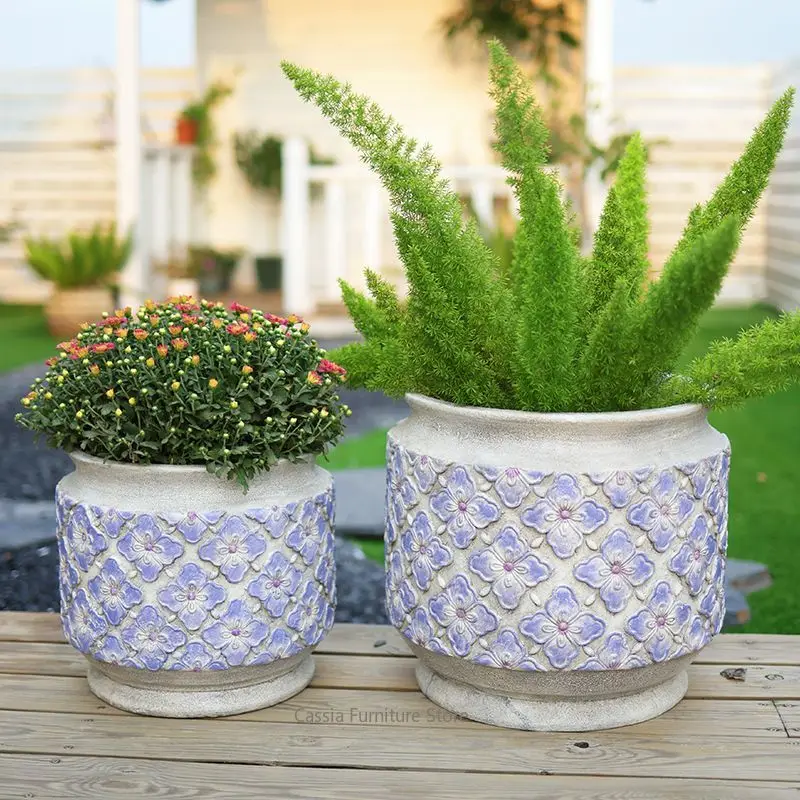 Cement-Like Planter for Garden, Outdoor Flower Pot for Balcony, Light Luxury Container for Phalaenopsis, Minimalist Home Decor
