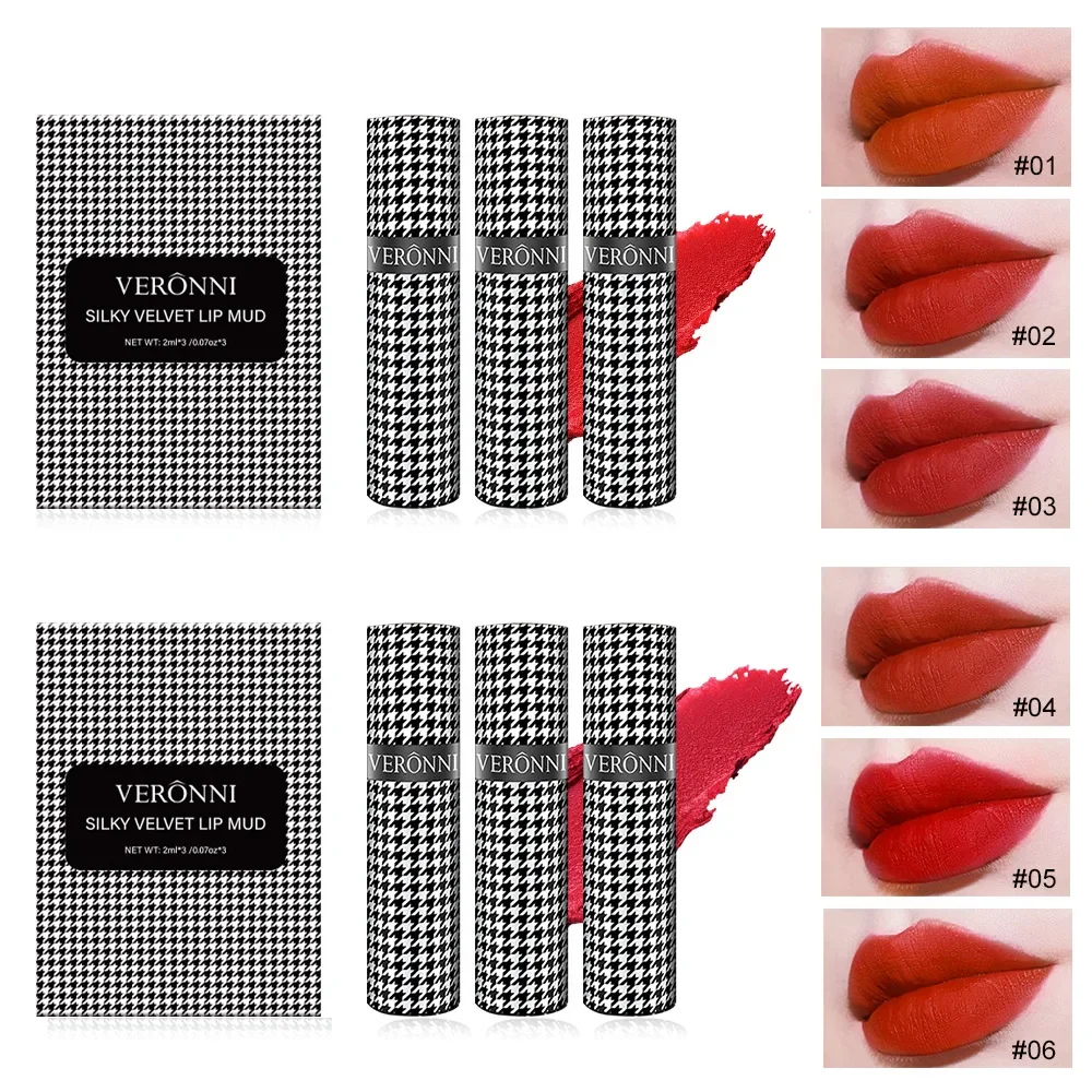 3 Pcs Qianniaoge Lip Color Set Is Suitable for Lip and Cheek Makeup Waterproof and Non Stick Cup Fadeless Lip Color Cosmetics