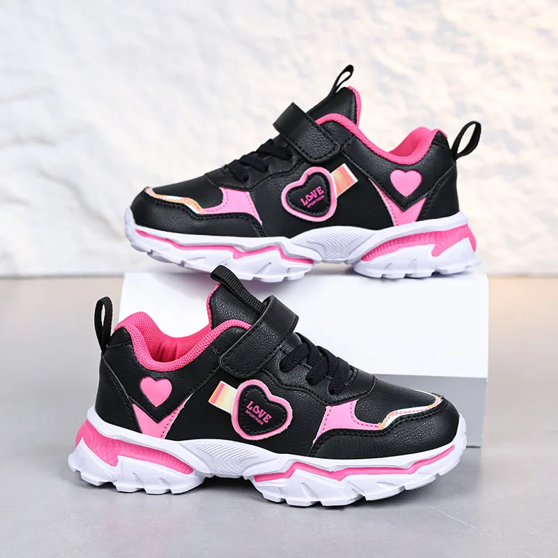

Hook Loop Sports Shoes For Girls Trainers Leather Children's Running Shoes Non-Slip Platform Trend Sneakers Kids zapatillas nina