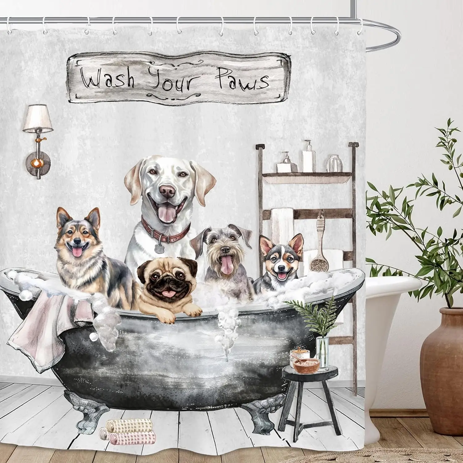 

Забавные шторы для душа с собакой, милые животные, кошка, бульдог, домашнее животное, интересный фермерский дом, креативный детский комплект штор для ванной, тканевый декор для ванной комнаты