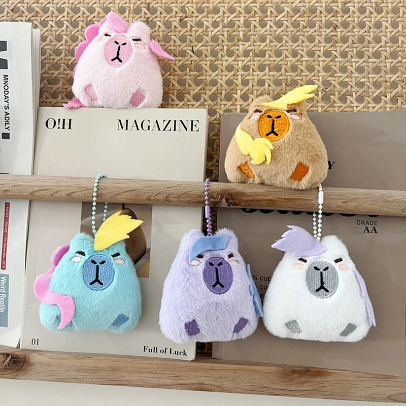 Cute Cartoon Capybara Plush Toy Doll Backpack Hanging Ornaments Cute Guinea Pig Keychain Bag Pendant Desktop Doll Birthday Gifts