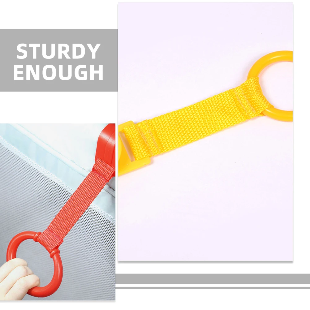 

4 Pcs Toddler Pull Ring Baby Walking Harness Rings Linking Fitness Pram Toys Cloth Infant Play Handles Child Crib