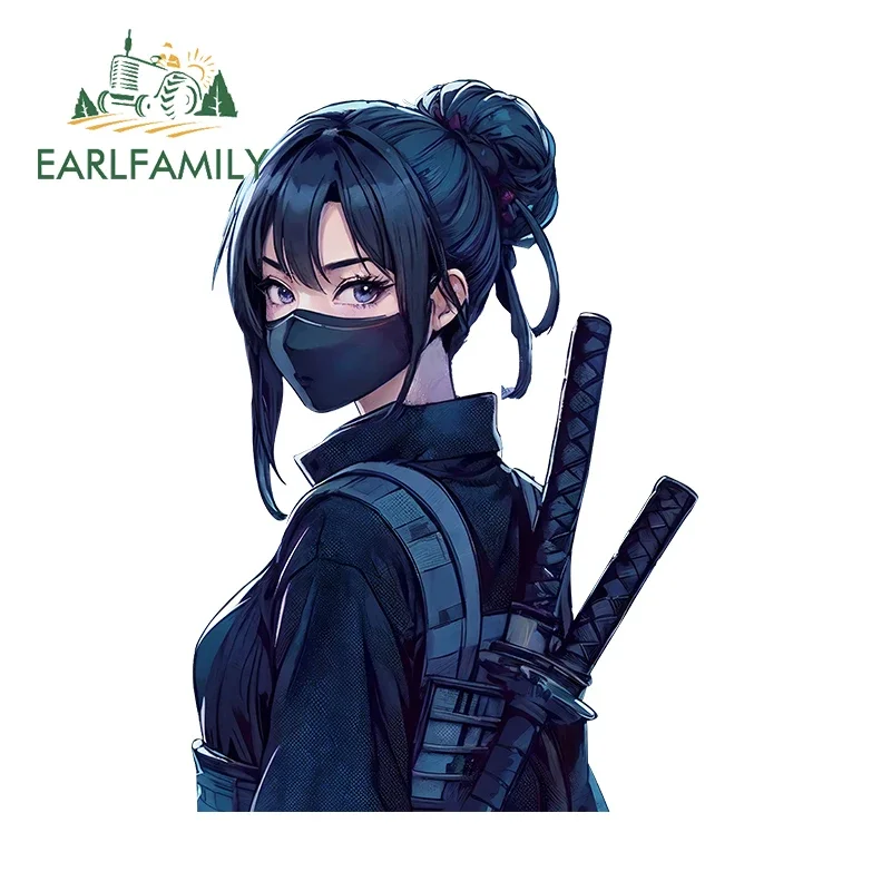 

EARLFAMILY 13 см x 9 см, наклейки с изображением девушки с татуировкой и мечом, забавные наклейки JDM, устойчивые к царапинам, креативные аксессуары для автомобиля