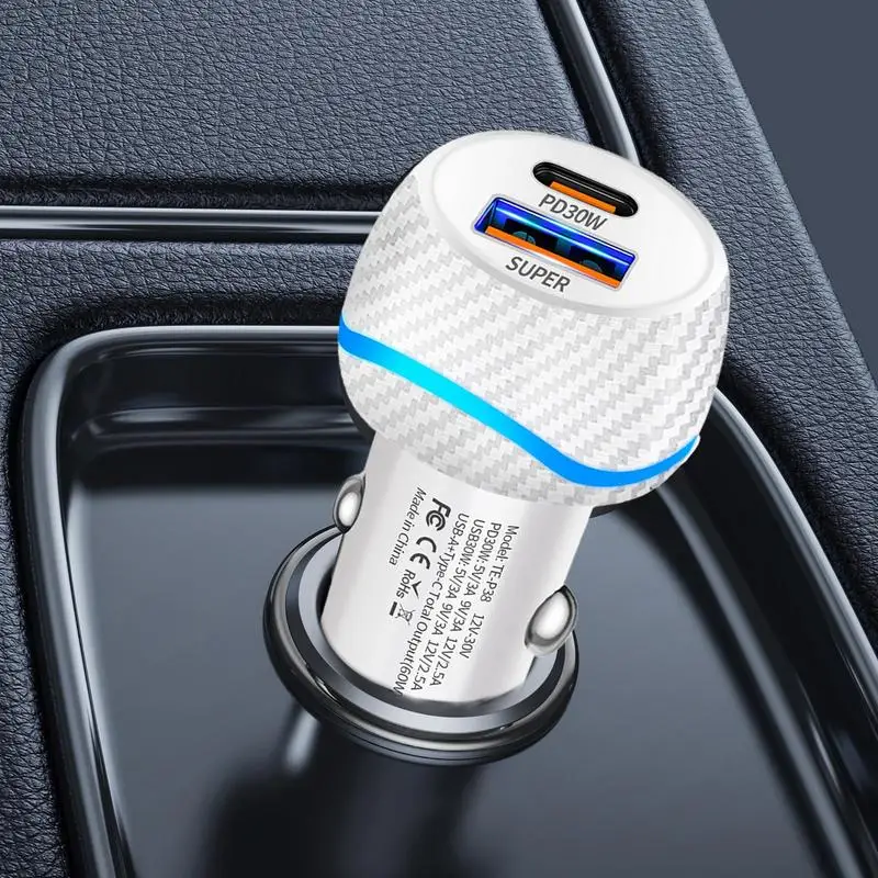 Супер быстрое автомобильное зарядное устройство с двумя портами, 60 Вт, быстрая зарядка, автомобильное зарядное устройство, автомобильное зарядное устройство, вилка для регистратора вождения