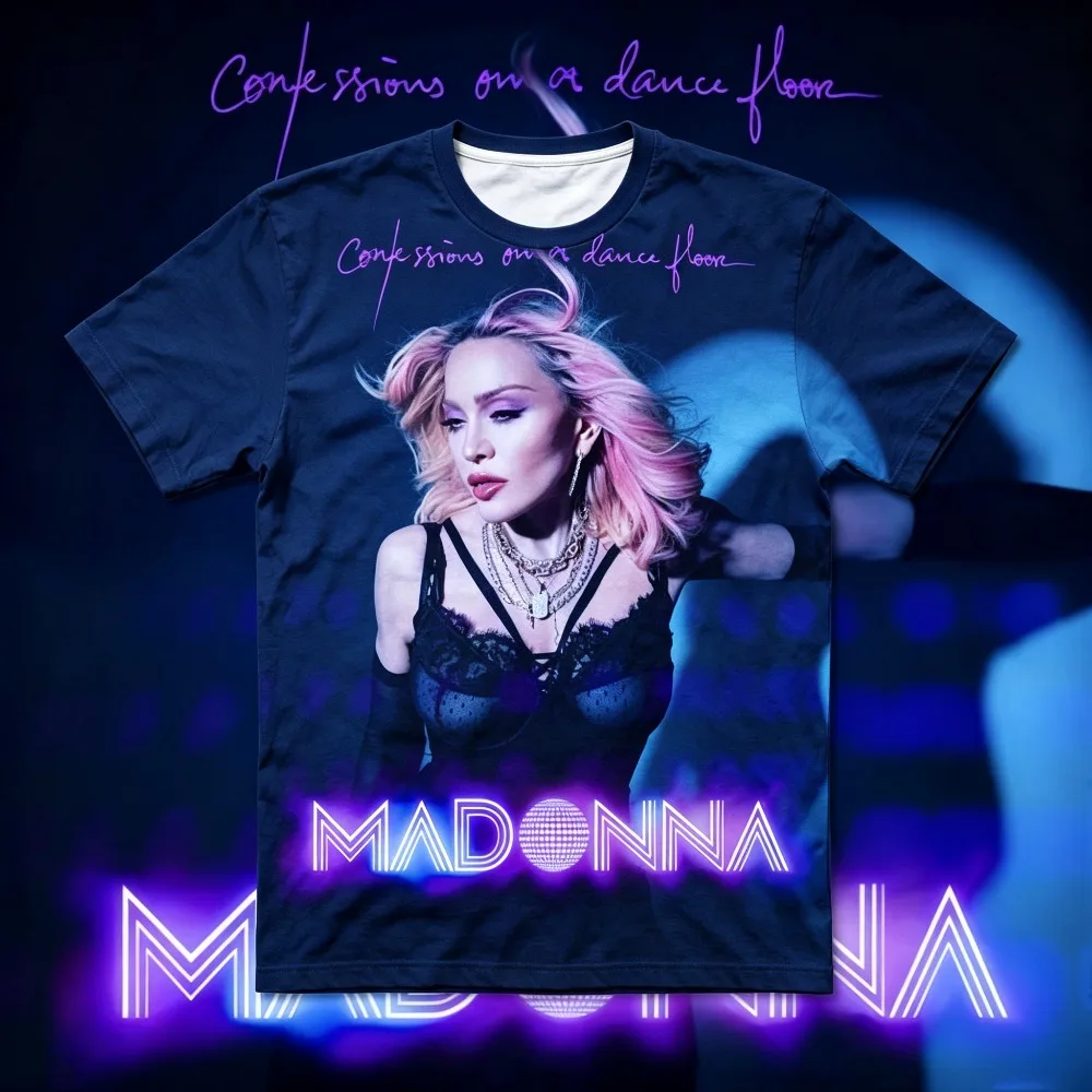 Madonna Album T Shirt Unisex Full Graphic Print Short Sleeve Tee Men Women Pop Music Fan Streetwear Breathable Tops