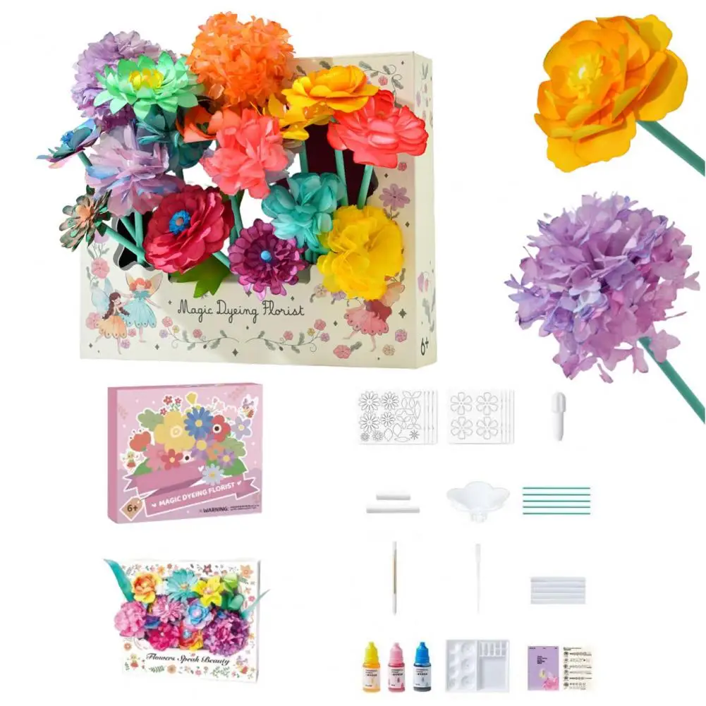 DIY กลีบดอกไม้ชุดการศึกษา DIY ดอกไม้กลีบชุดศิลปะสําหรับเด็กวัยหัดเดินผู้ใหญ่ Handcrafted กระดาษระบายสีดอกไม้ทําชุด