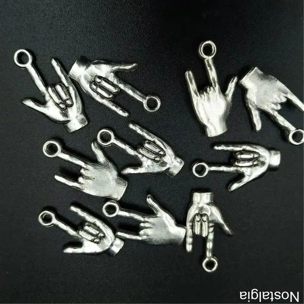 30Pcs Charm I love you gesture Sign Language pendant 23*13mm Antique Handmade Jewelry Making DIY Alloy accessories