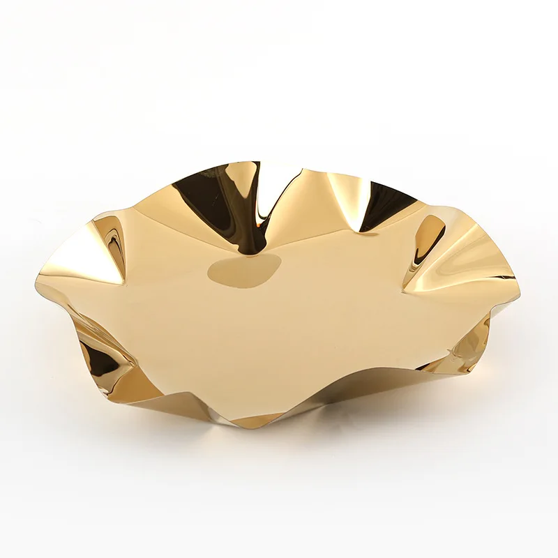 Corrugated Stainless Steel Fruit Plates, Service Plates, Fruit Bowls and Cake Plates, Delicious Home Decoration, Kitchenware