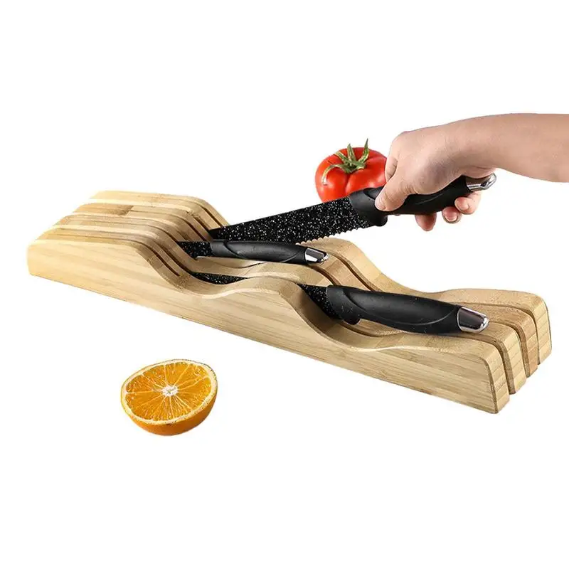 Wooden Drawer Knife Holder Solid Wood Knife Storage Rack Kitchen Horizontal Utensil Organizer Radiation Pine Spoon Rack Shelf