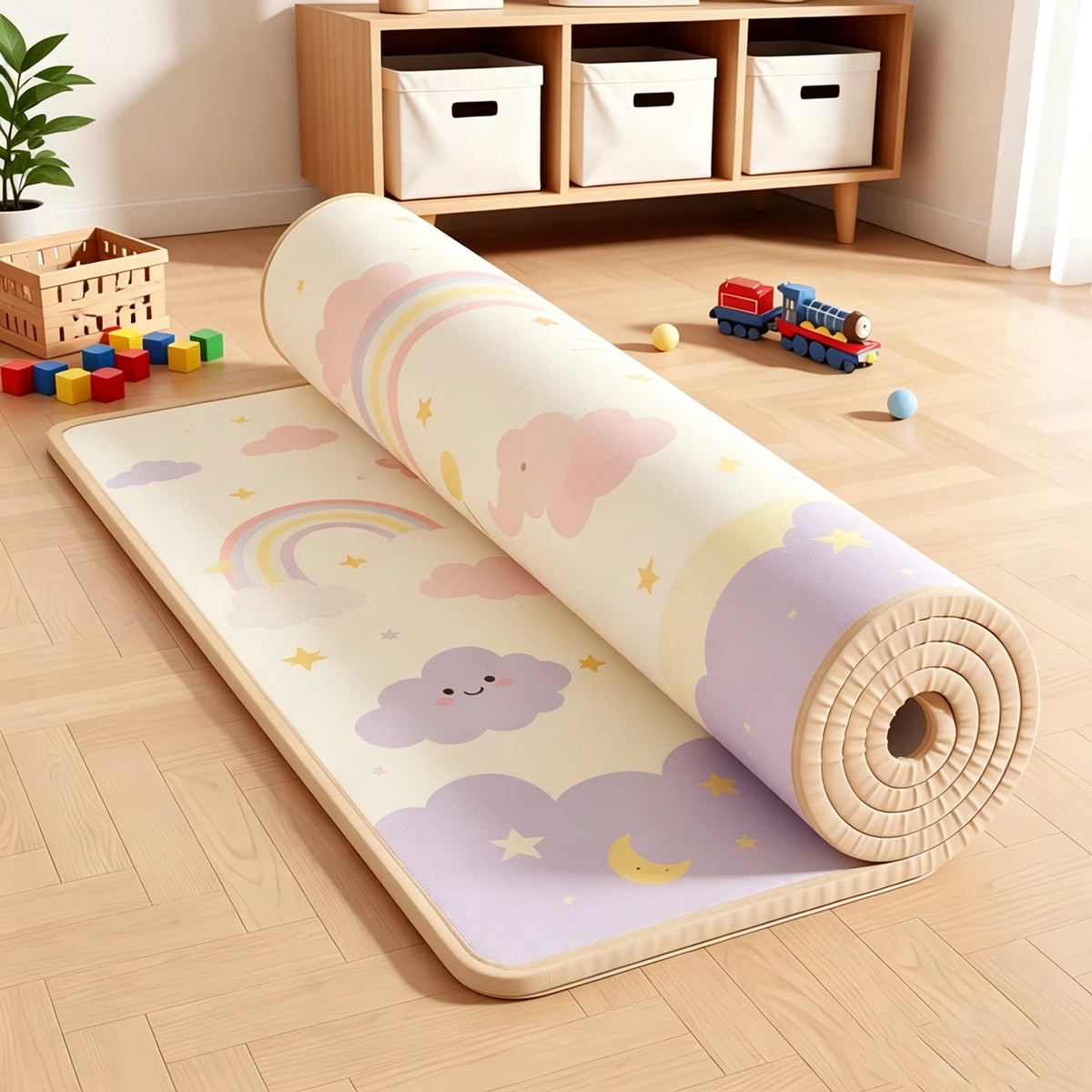 Large Kids Activity Mat Foldable Waterproof Anti-slip Double Sided Cartoon Infant Crawling Cushion Indoor Use