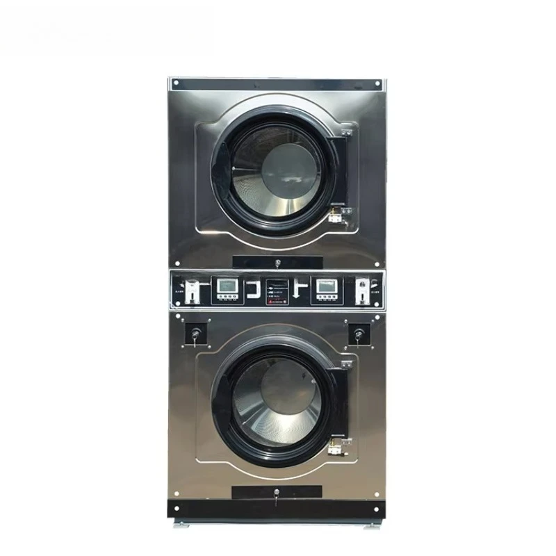 Self Service Laundromat Washing Machine 304 Stainless Steel Double Layer Electric Operated High Efficiency Customized