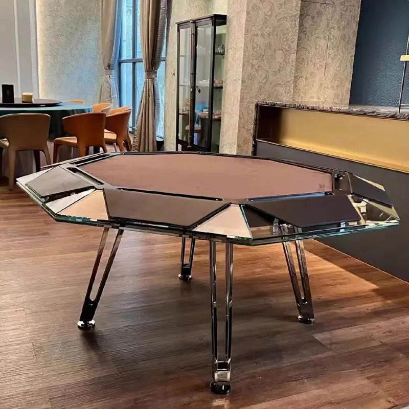 Tempered Crystal Glass Texas Hold'em Table Chess and Card Table Clubhouse Club Chip Table