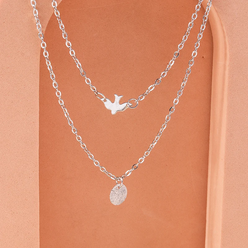 

Aihua Fashion Dove Coins Pendant Necklace for Women Gold Silver Color Chains Peace Pigeon Collares Jewelry on the Neck