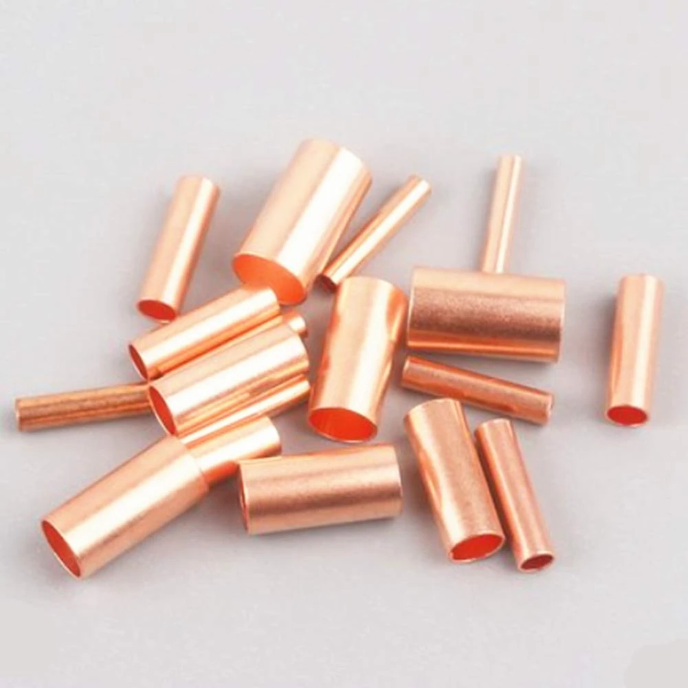 AEE3-250Pcs GT Copper Connecting Pipe Wire Joint Small Copper Tube Terminal Cable Lug Bootlace Ferrule Accessories Parts