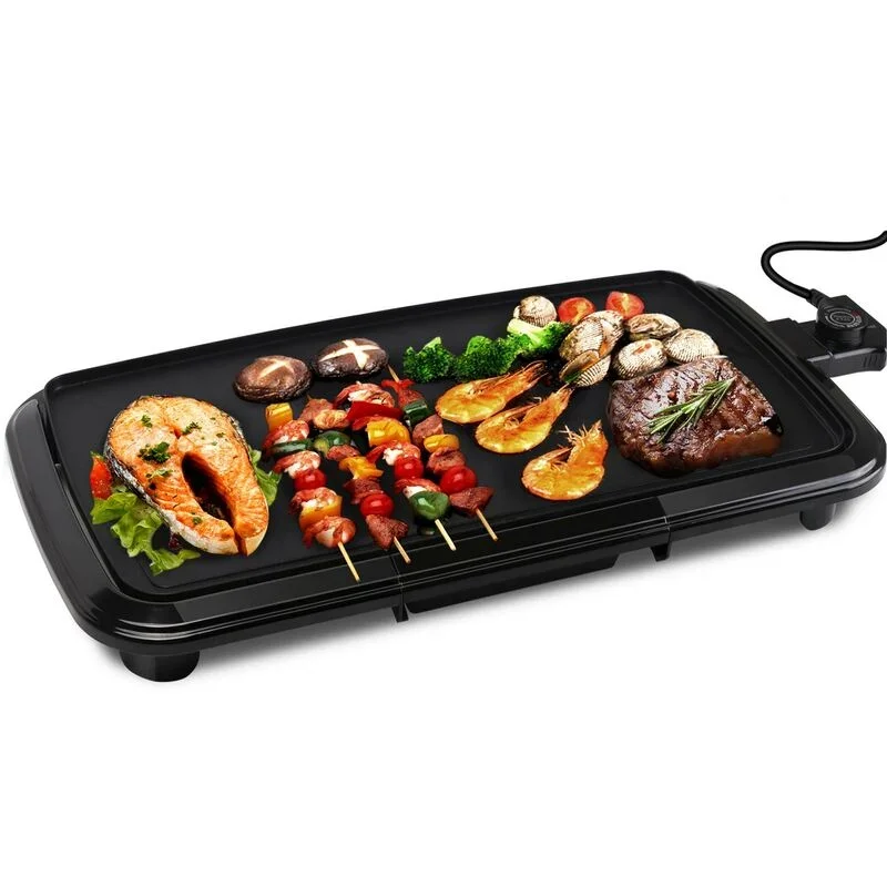 Aigostar Extra Large Non-Stick Grill - 50 X 27 cm Electric Barbecue 2000W, Collects Grease, Thermostat (2000W)