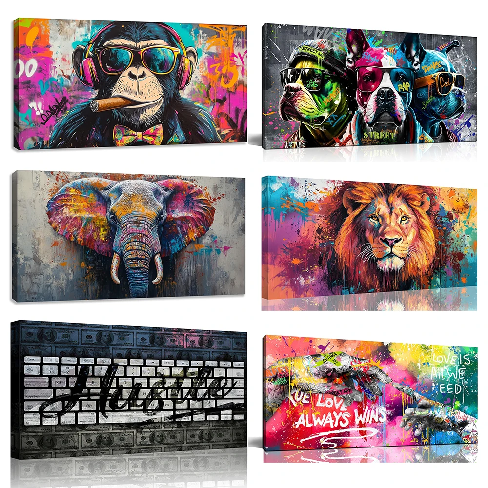 Monkey Graffiti Canvas Wall Art Office Inspirational Wall Poster Follow Your Dreams Posters and Prints Motivational Wall Decor