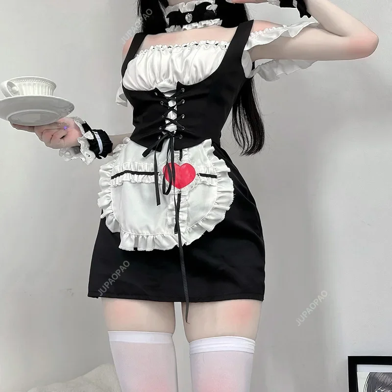 

Japanese Women's Sexy Lingerie Hot and Cute Maid Dresses Lingerie Costumes Role-playing Maid Backless Bow Uniforms Role-playing