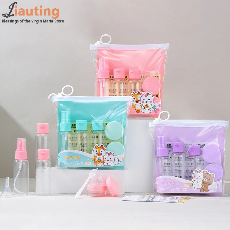 8pcs Travel Bottle Set Empty Refillable Spray Squeeze Shampoo Soap Cream Conditioner Lotion Body Wash Container Kit For Toiletry