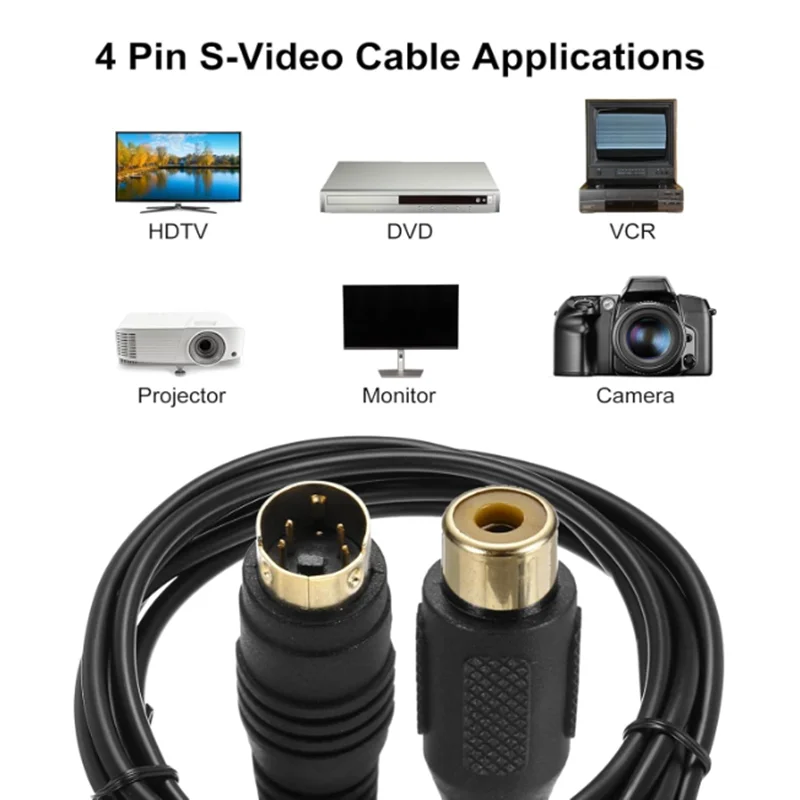 Ancable S-Video 4Pin Mini DIN Male to RCA Female Composite Adapter Cable to Connect PC Laptops with 4-Pin S-Video Jacks to TV