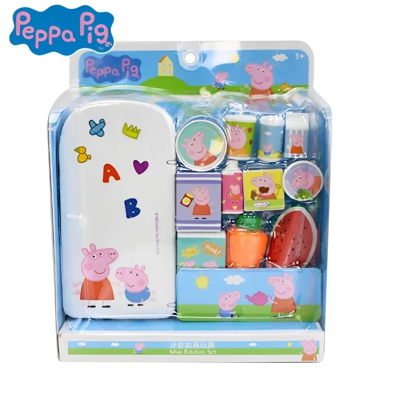 Kawaii Hasbro Peppa Pig Kitchenware Toys George Cute Anime Children's Play Toy Refrigerator Set Series Children's Festival Gifts