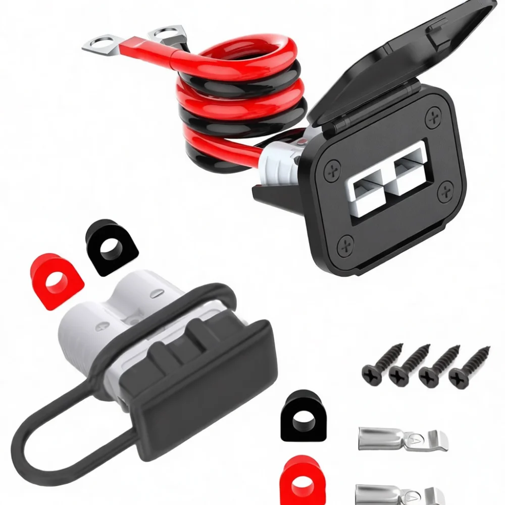 Industrial Anderson Style Power Extension Cable Connector Socket Base With Dust Cover Quick Plug Electrical Lead