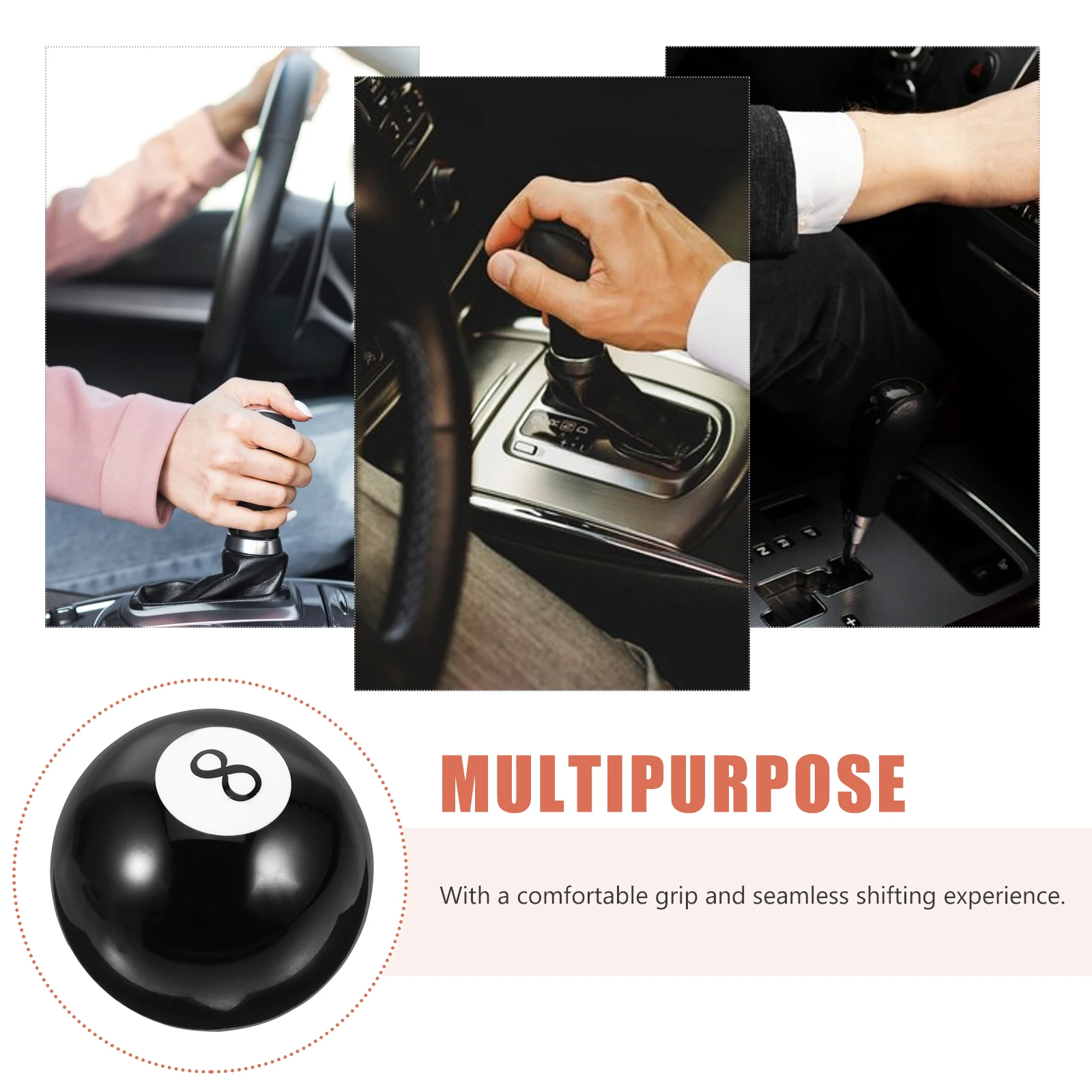 

Car Shifts Knob Black Eight Acrylic Manual Gear Shifting Head Stylish Billiard Ball Replacement With Adapters