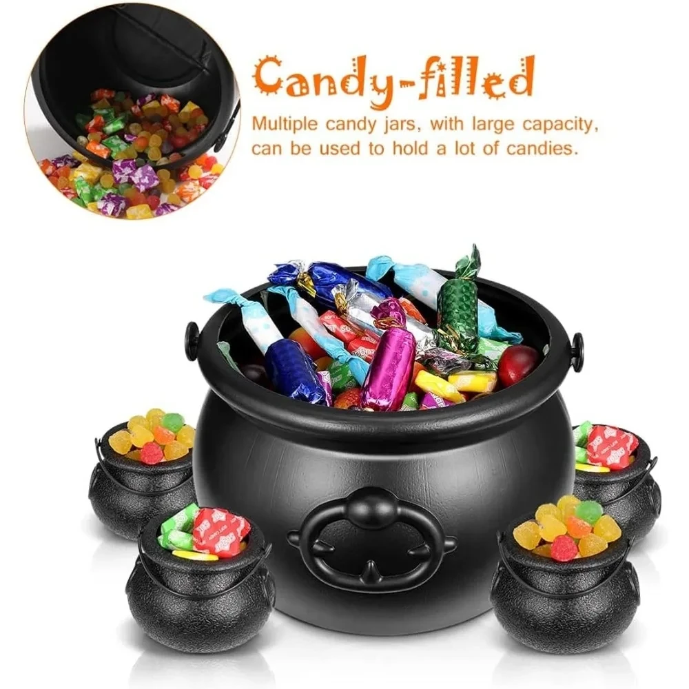 Halloween Candy Bucket For Kids Hallowen Party Gift Buckets Holder Cauldron Black Witch Small Prop Bowl Hallowen Decorations