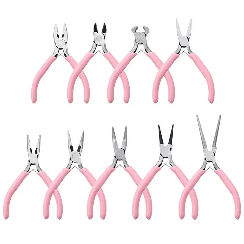 1/5/10pcs Pink Color Handle Anti-slip Splicing and Fixing Jewelry Pliers Tools & Repair Kit, for DIY Jewelery Making