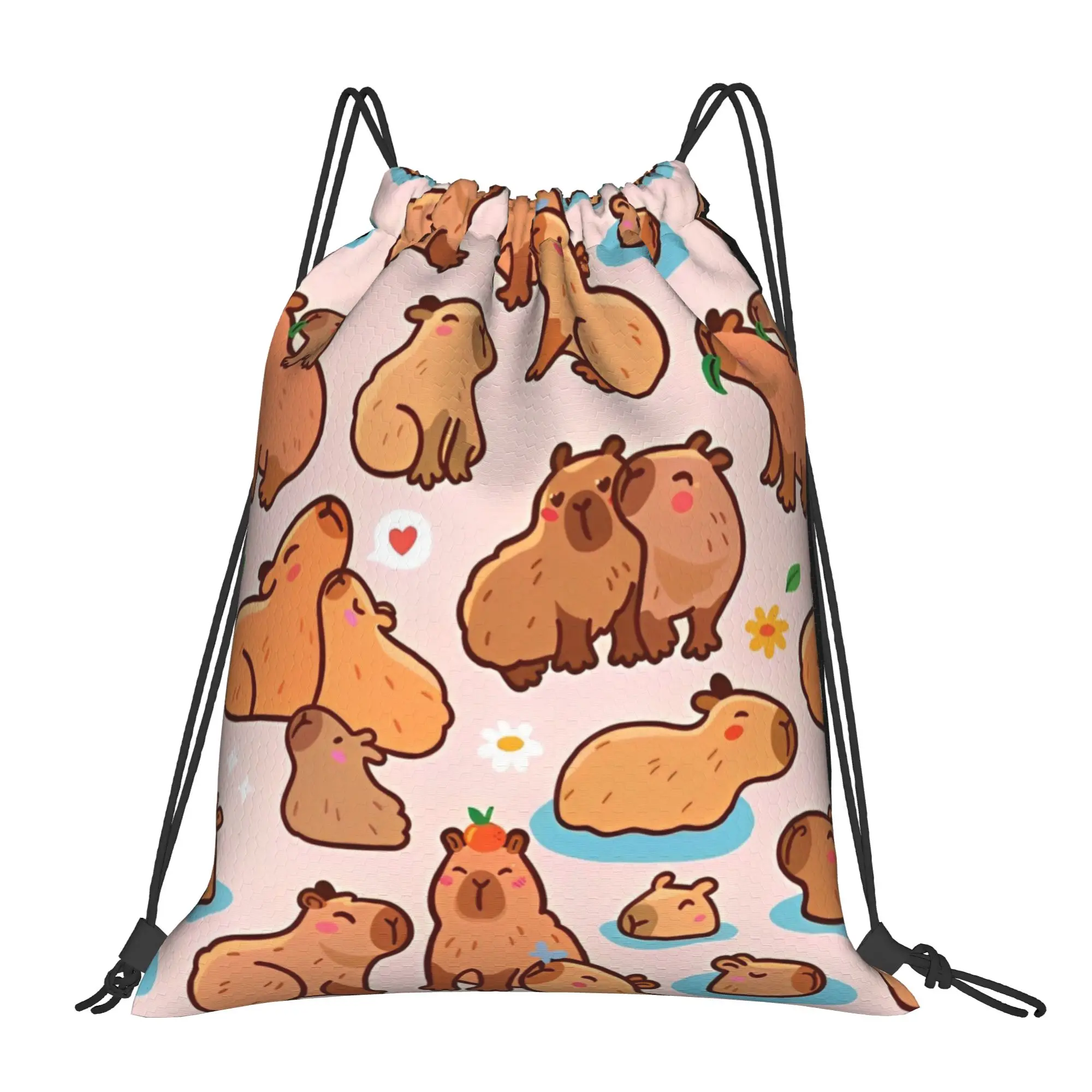 

Симпатичный рюкзак-мешок с капибарой на шнурке, спортивная сумка для спортзала, водонепроницаемый рюкзак-мешок с капибарой для тренировок, 36 см (Ш) x 43 см (В)