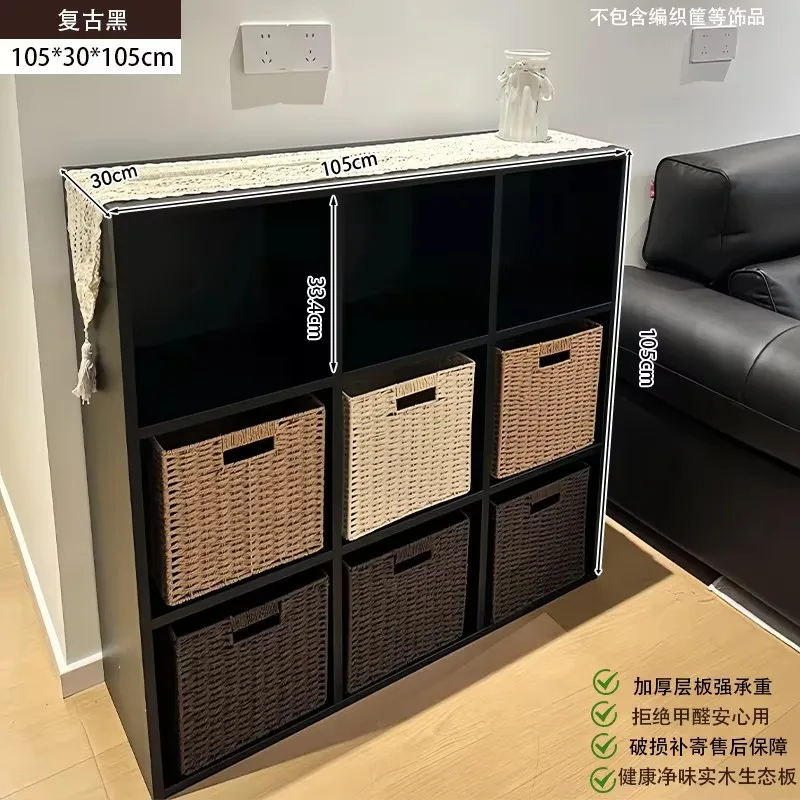 Solid Wood Bookcase FloorLocker Living Room Partition Cabinet Next To Sofa Side Cabinet Storage Wall Locker Household Bookshelf