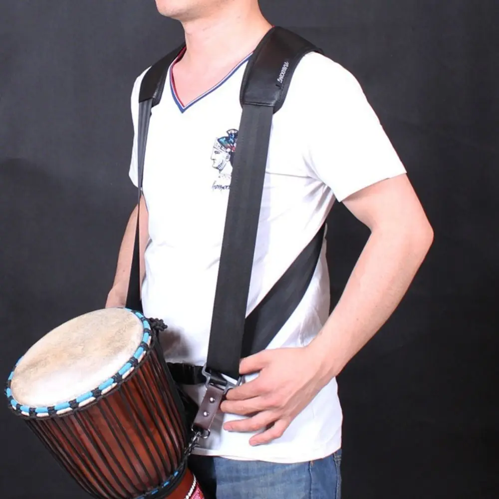 

Thickened Padded Djembe Shoulder Straps Replacement Tambourine African Drum Backpack Strap Black Polyester Hand Drum Belt