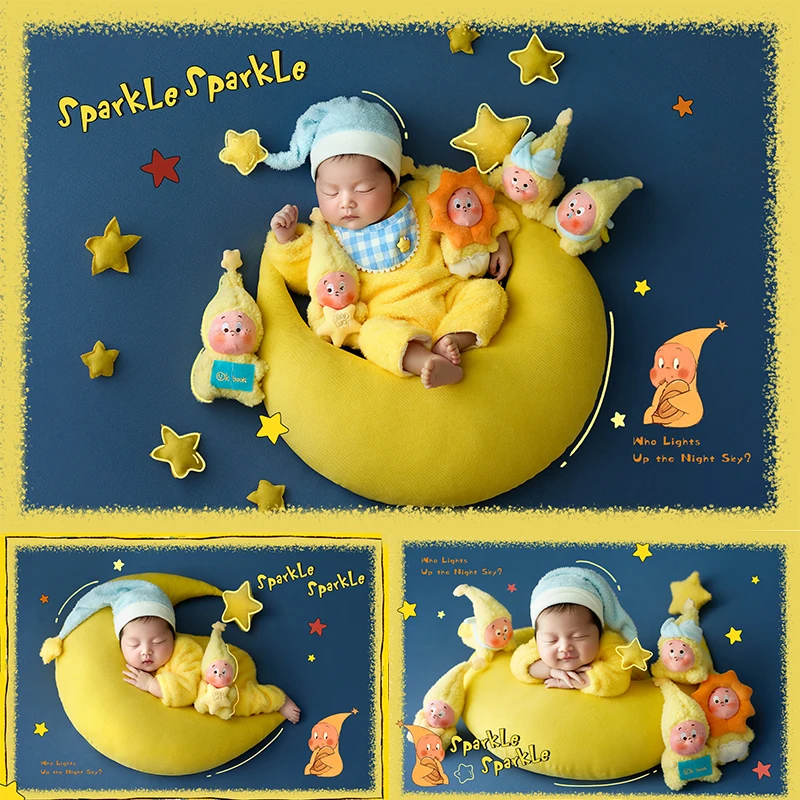 

Baby Posing Pillow Newborn Photography Props Baby Costumes Hat Moon Stars Dolls Infant Newborn Gifts Studio Photography Props