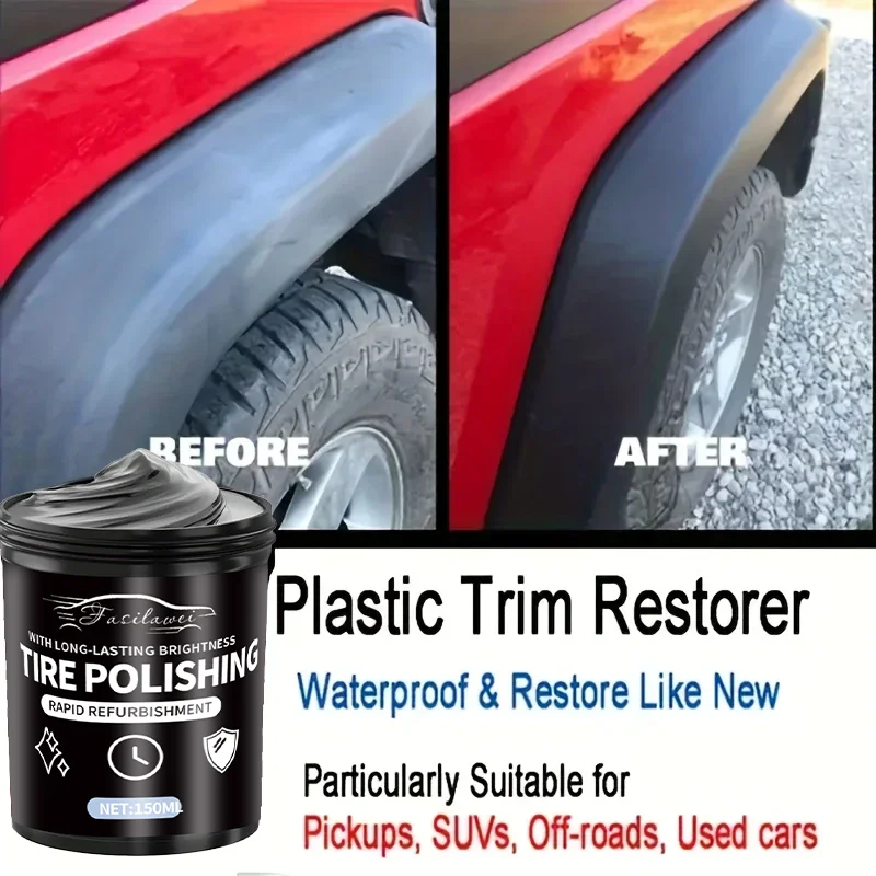 150g Plastic & Rubber Repair Paste - Black Crystal Polish for Car Scratches, Tire Shine & Interior Renewal, Anti-Aging & Fade