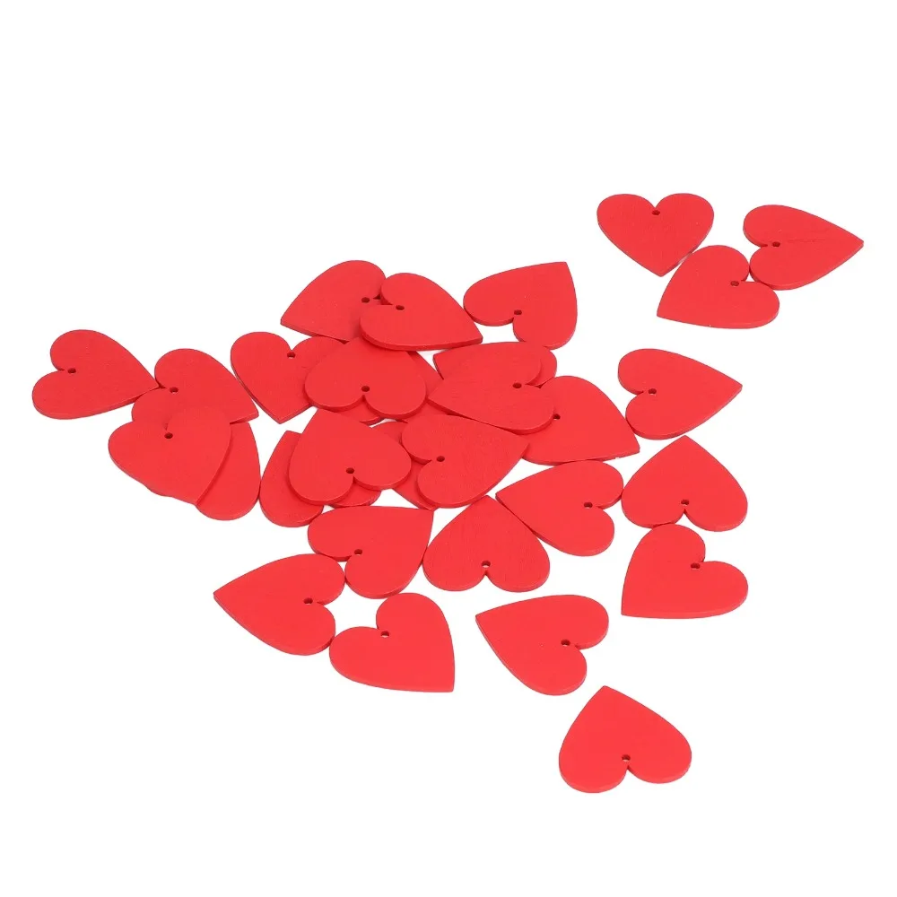 100pcs Blank Glossy Surface Wooden Heart Cutouts Red Color 4cm/1.6Inch Size Wooden Tags Heart Shaped Ornaments Party Decorations