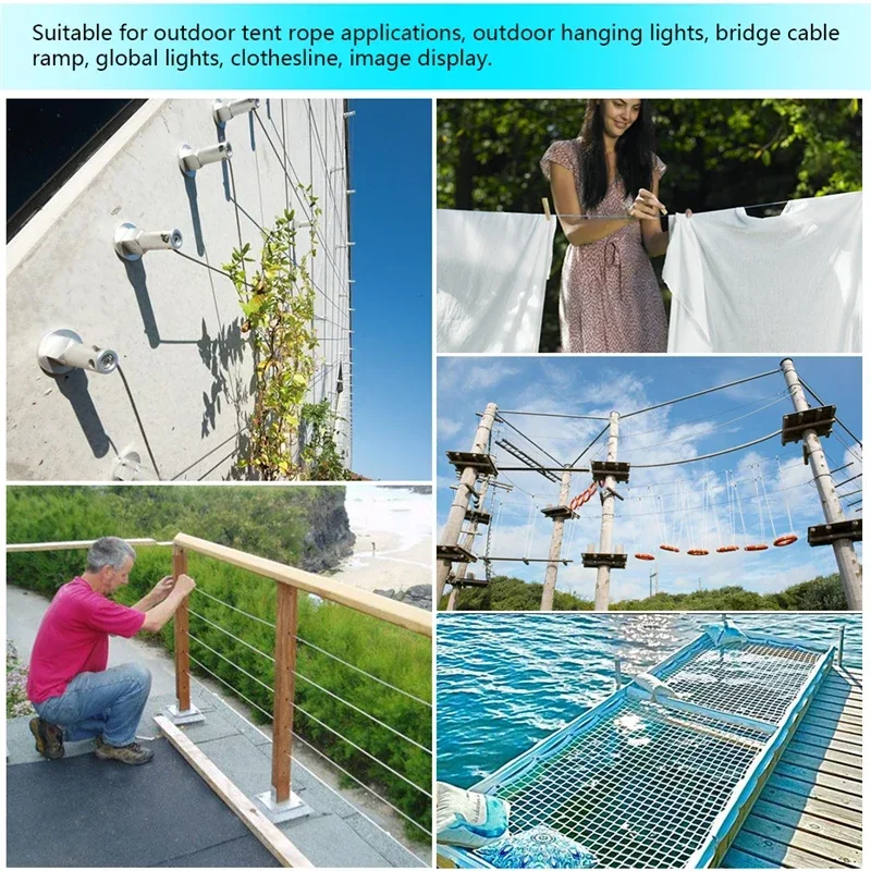 4PCS 2M 304 Stainless Steel Wire Canopy Rope Fishing Lifting Cable Clothesline Diameter 2mm Shade Sail Awning Rustproof Kit image 5