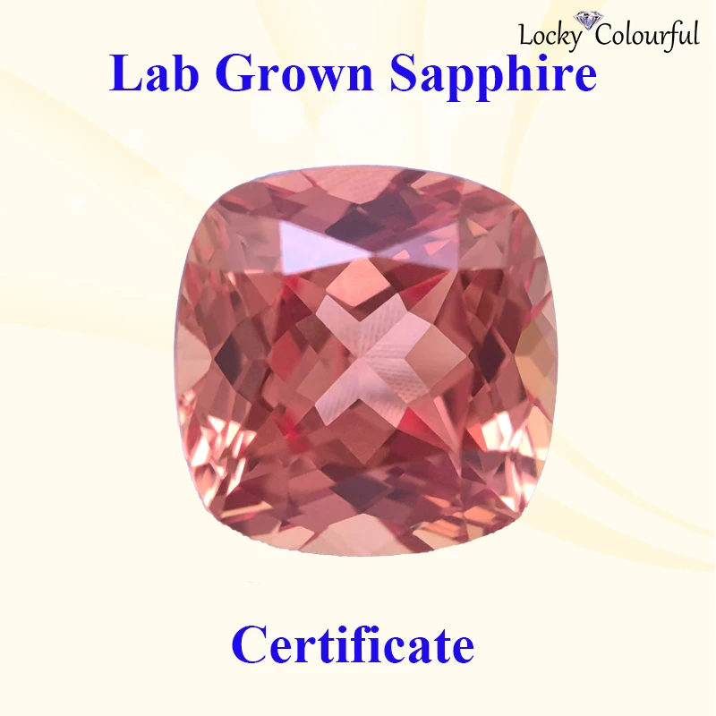 

Lab Grown Sapphire Square Cushion Shape Top Quality Orange Color Selectable AGL Certificate Charm Beads for Diy Jewelry Making