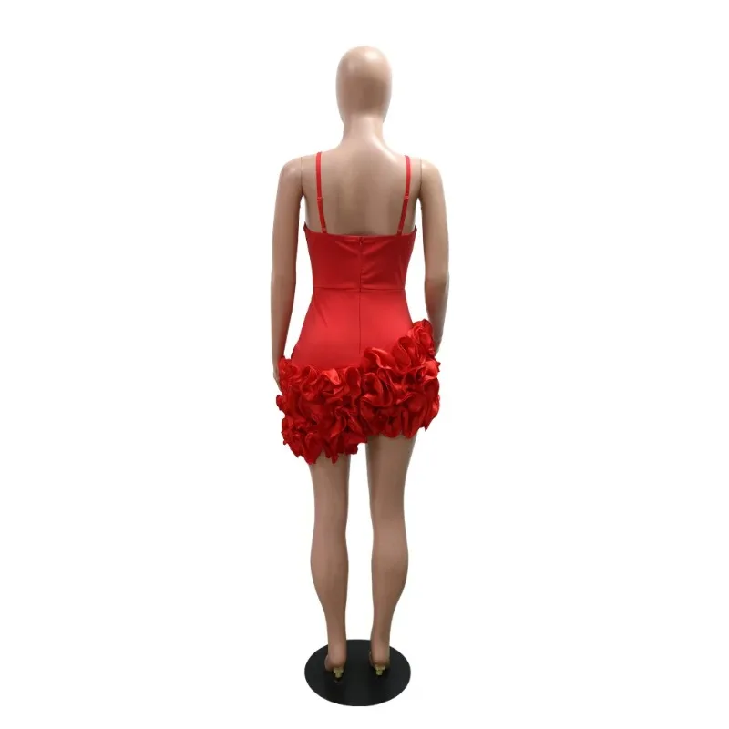 جديد كشكش مطوي فستان أسود قصير المرأة مثير الأشرطة كشكش الأحمر Vestidos الإناث مساء أنيق فاخر عيد ميلاد ليلة حفلة موسيقية رداء