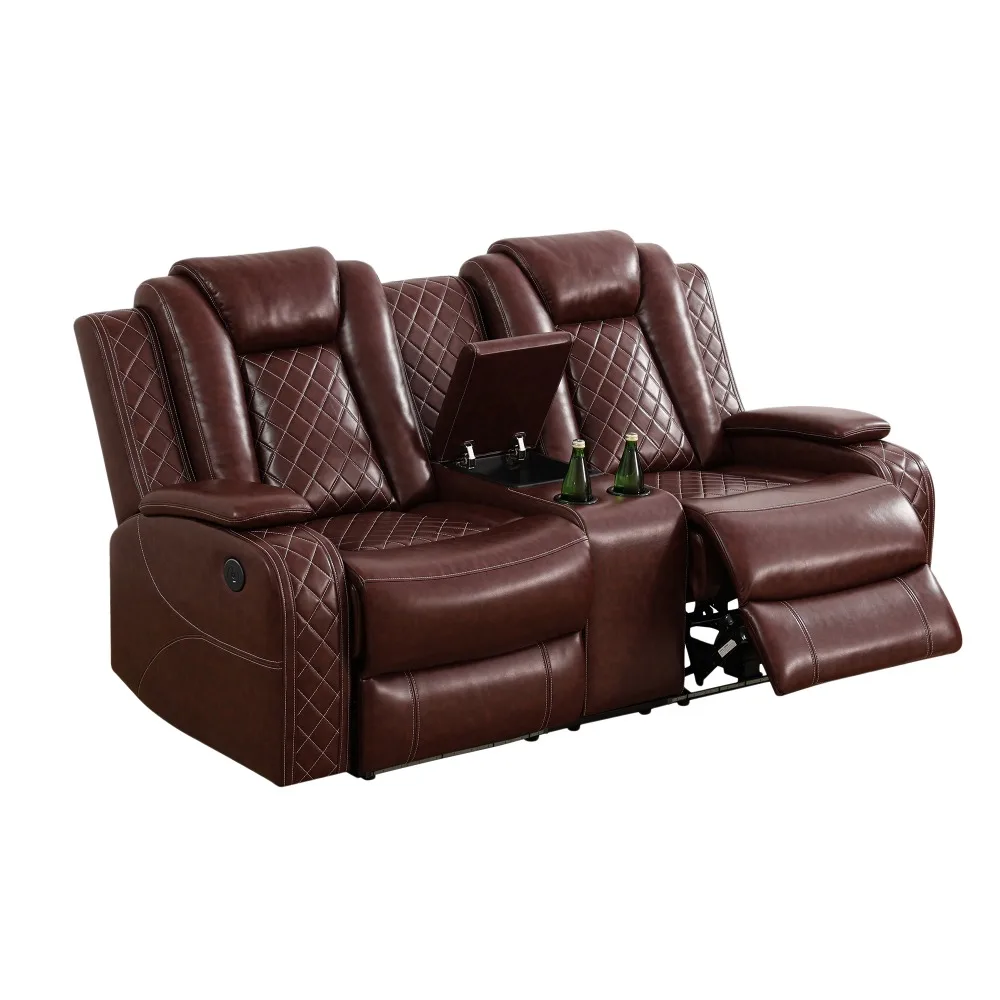 Brown Breathing Leather 3-Piece Living Room Recliner Sofa Set Breathable Chairs Luxury Sofa Home Sofa Set Living Room Furniture