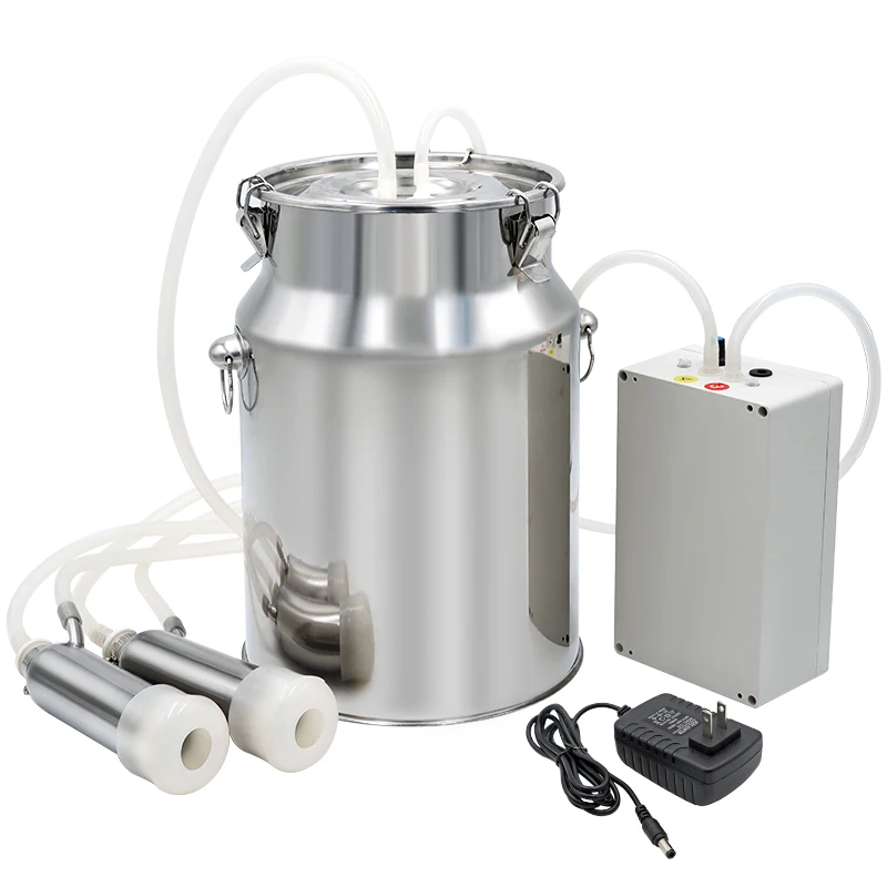 10L Milking Machine Pulsation Electric Stainless Steel Milk Bucket Automatic Vacuum Suction Pump Cows sheep Milking Equipment