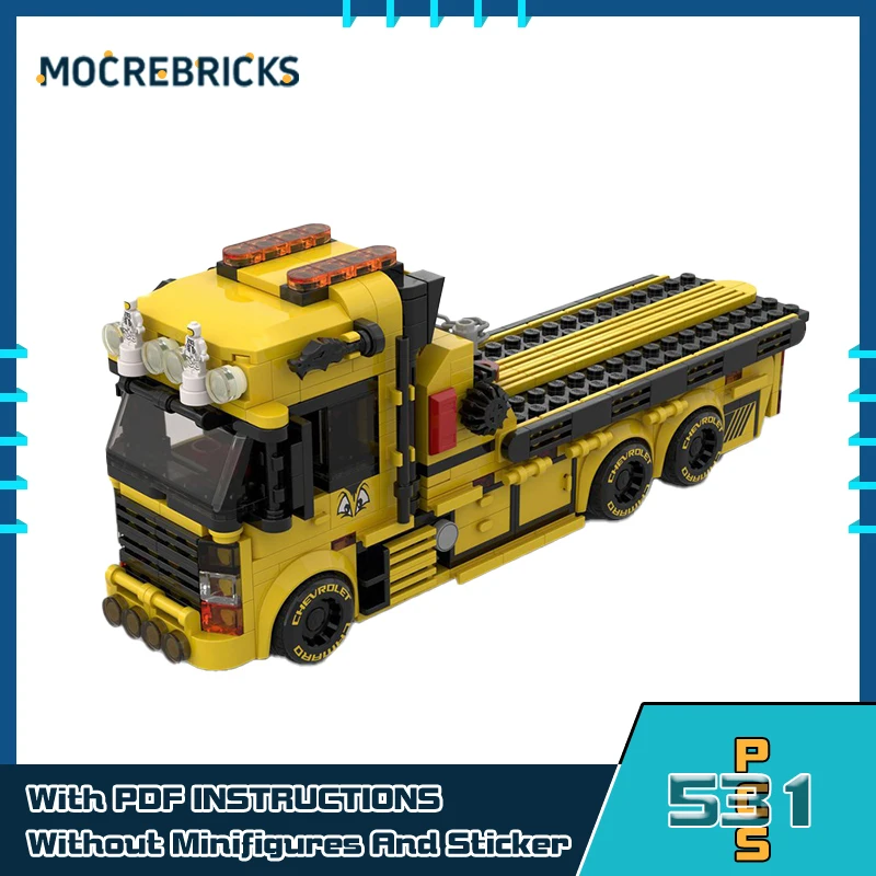 Hot Selling Yellow Engineering Vehicle Building Blocks Flatbed Trailer Model DIY High-tech Bricks Children's Toys Souvenirs Kits