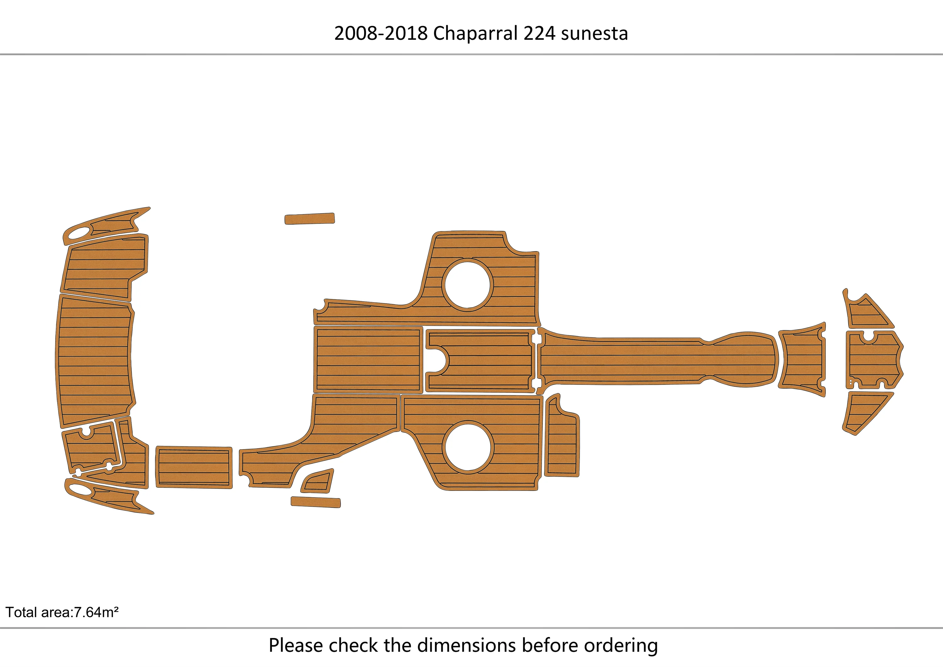 Eva foam Fuax teak seadek marine floor For 2008-2018  Chaparral 224 sunesta  Cockpit Swim platform bow 1/4