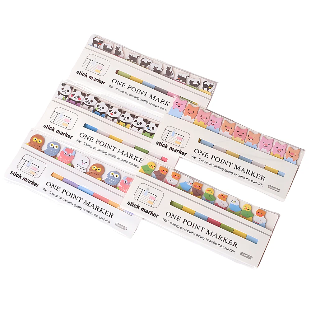 Bloc de notas adhesivas Kawaii, gato pequeño, Panda, música, Rana, papelería estética, Bloc de notas, marcadores de poste de libro, Mini pegatinas de índice