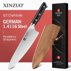 XINZUO 8.5'' in Chef Knife High Carbon German 1.4116 Steel Kitchen Knives Stainless Steel Professional Meat Knife Ebony Handle