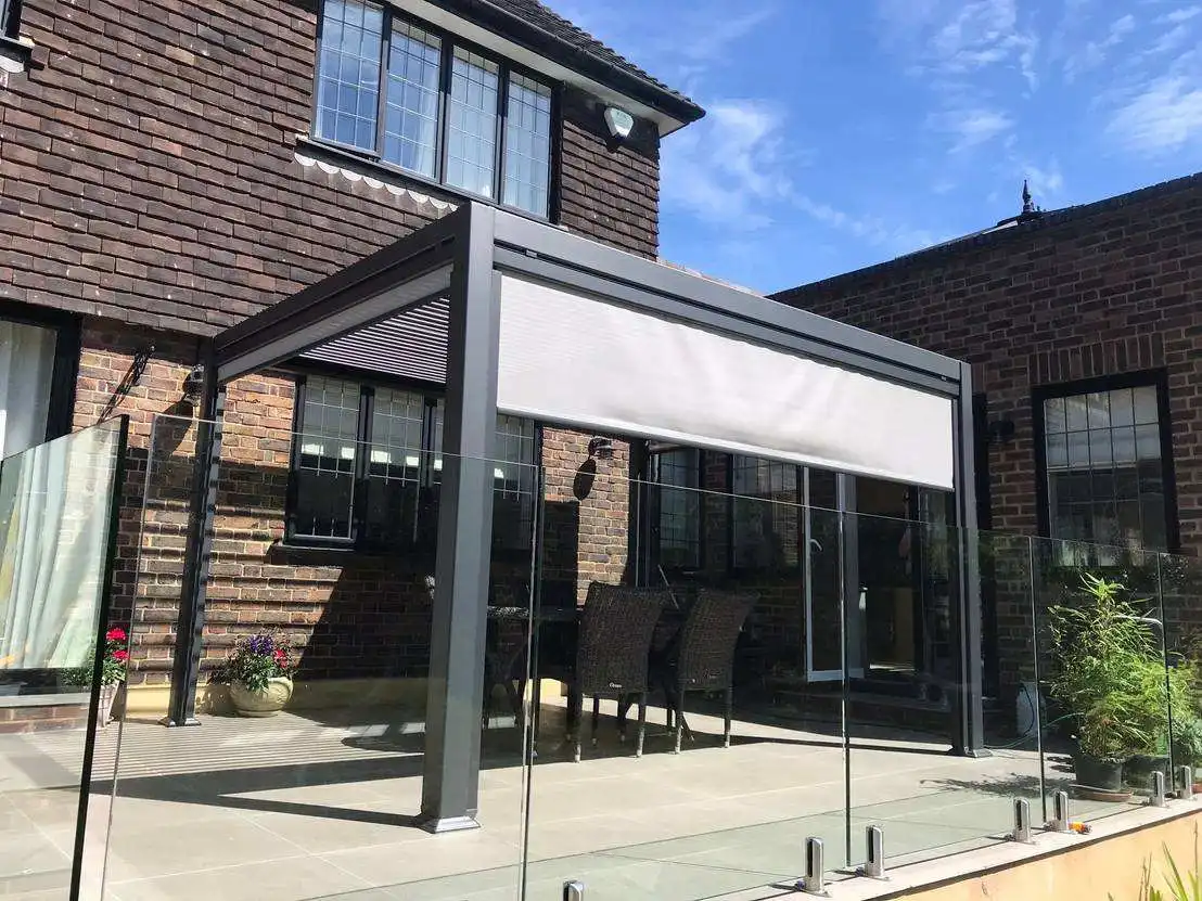 Modern Outdoor Large Sized Leisure Pavilion Windproof and Rainproof Rectangular Aluminum Gazebo Corrosion Resistant Pergola