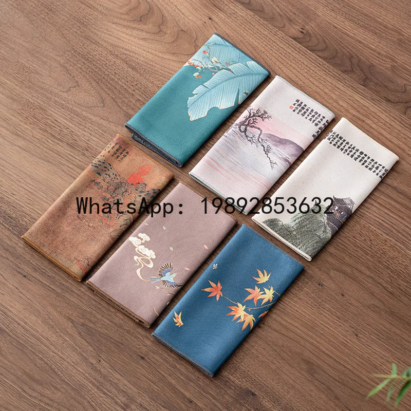 

i5.11 painted tea cloth absorbent tablecloth Chinese tea set accessories teapot rag