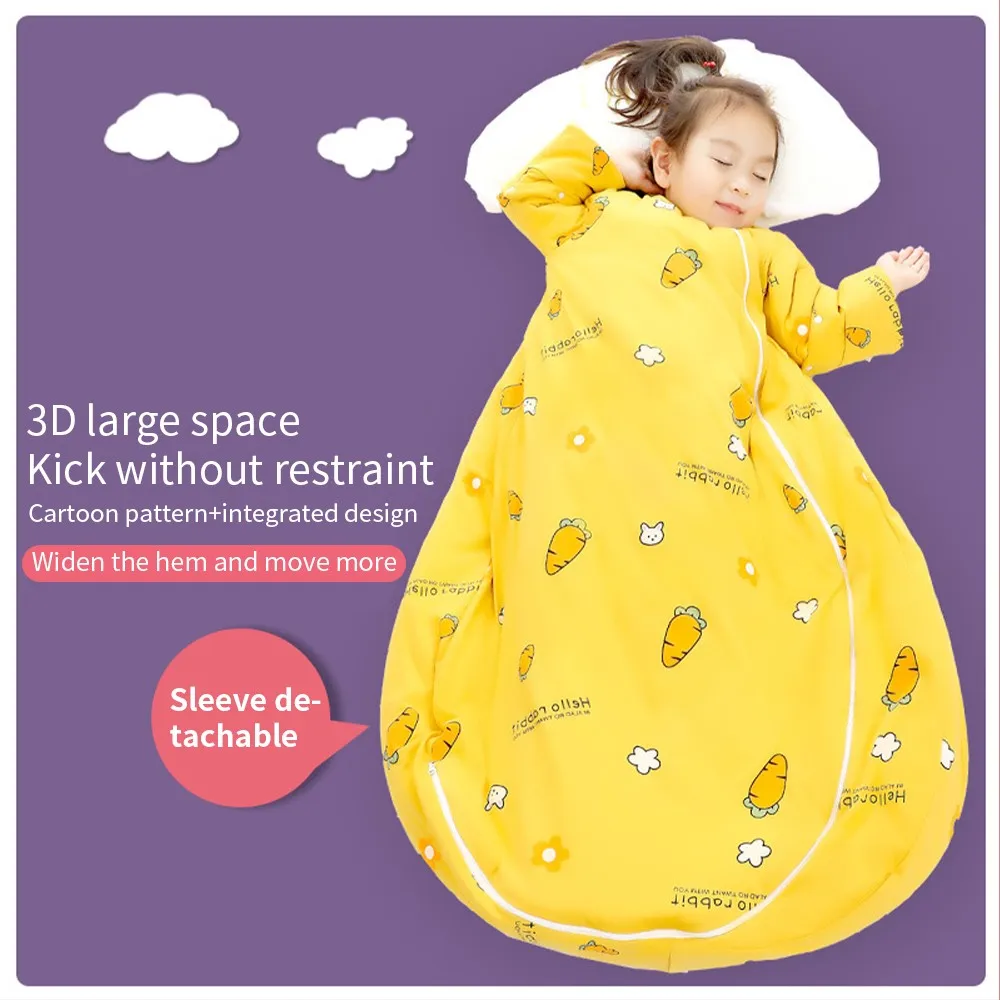 Kids Sleeping Bag Toddler Autumn Winter Thick Flannel Sleepsack Children Boy Girls Anti-kick Infant Romper Sleep Sack For Babies