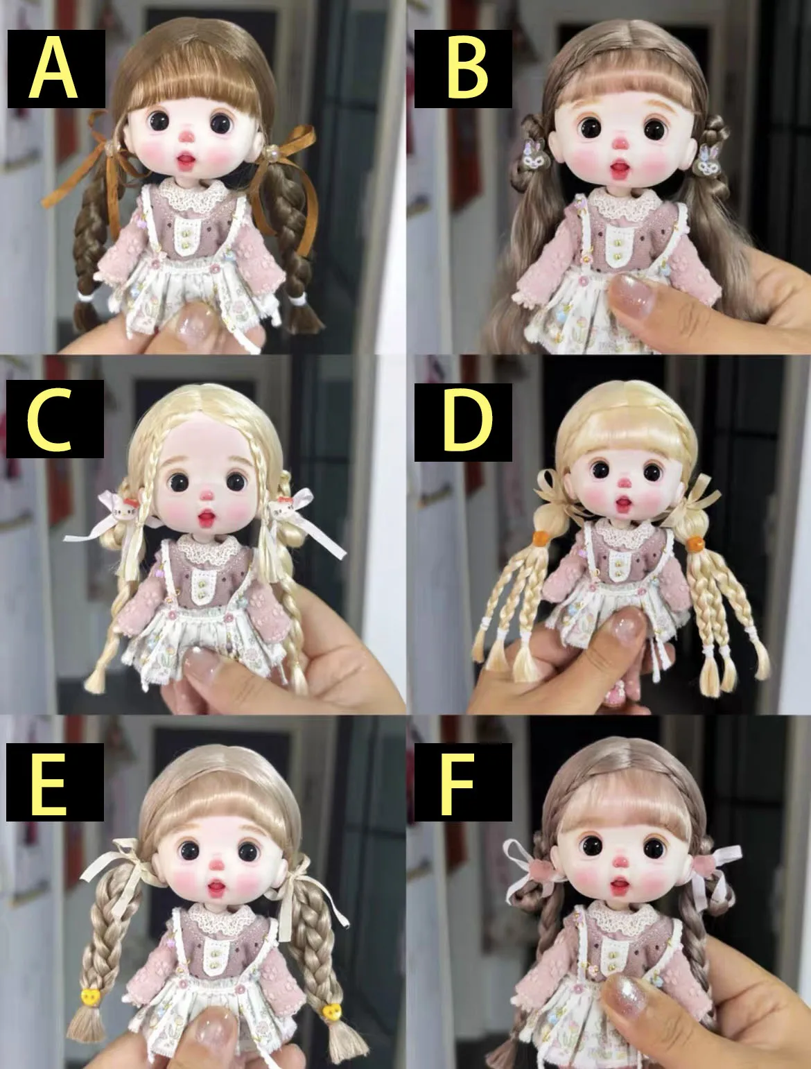 

Hair for doll OB11 hard head shell wig lovely 5-6" hair, 14cm circumference BJD doll mohair free shipping