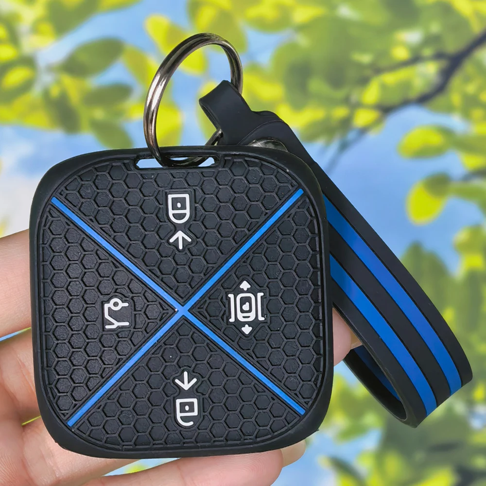 Honeycomb Cross Pattern Key Cover with Keychain for ZEEKR 001 ZEEKR X 2023 2024, long lasting wear resistant key fob sleeve