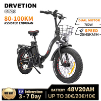 DRVETION CT20 Folding Electric Bike 20*4.0inch Fat Tire 750W Motor E-Bike 48V 10Ah/15Ah/20Ah Removable Battery 45 km/h Disc Brake