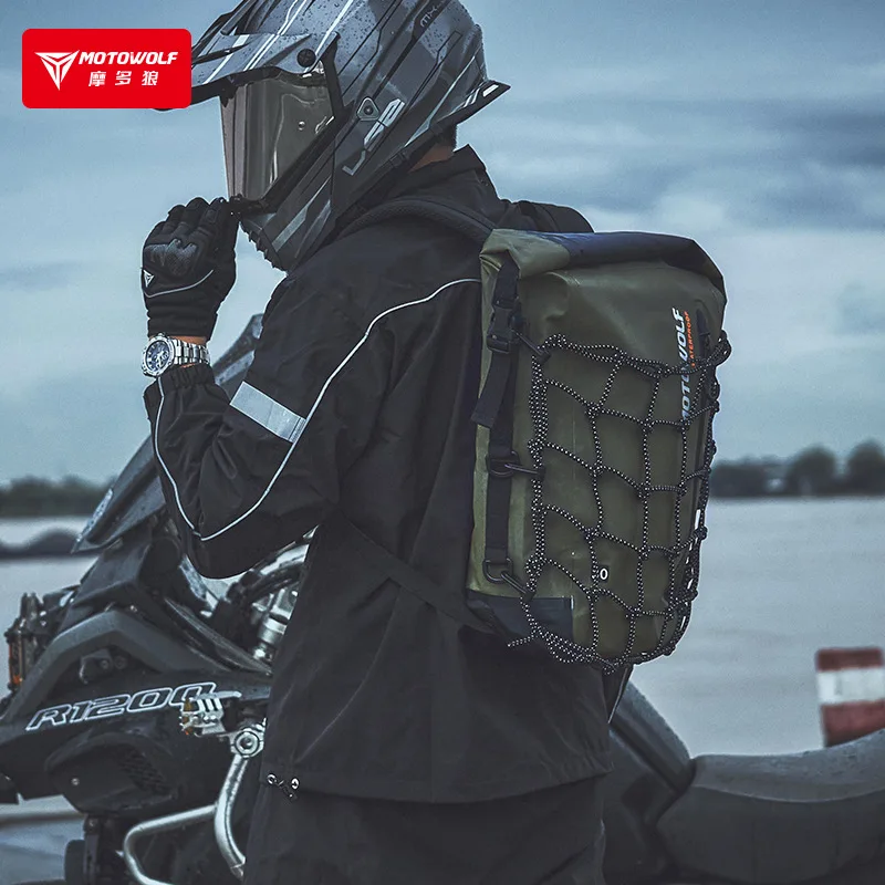 Motorcycle Large Capacity Backpack Motorcycle Outdoor Tourism Riding Helmet Bag Waterproof Bag Night Reflective Portable